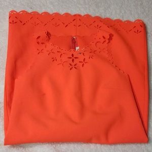 J Crew | Neon orange/pink laser cutout dress